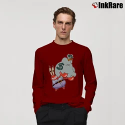 Men’s Mr Krabs Holding Bag Of Money With Spongebob Funny Long-Sleeve Shirt in maroon | Sleek, Lightweight, Year-Round Wear