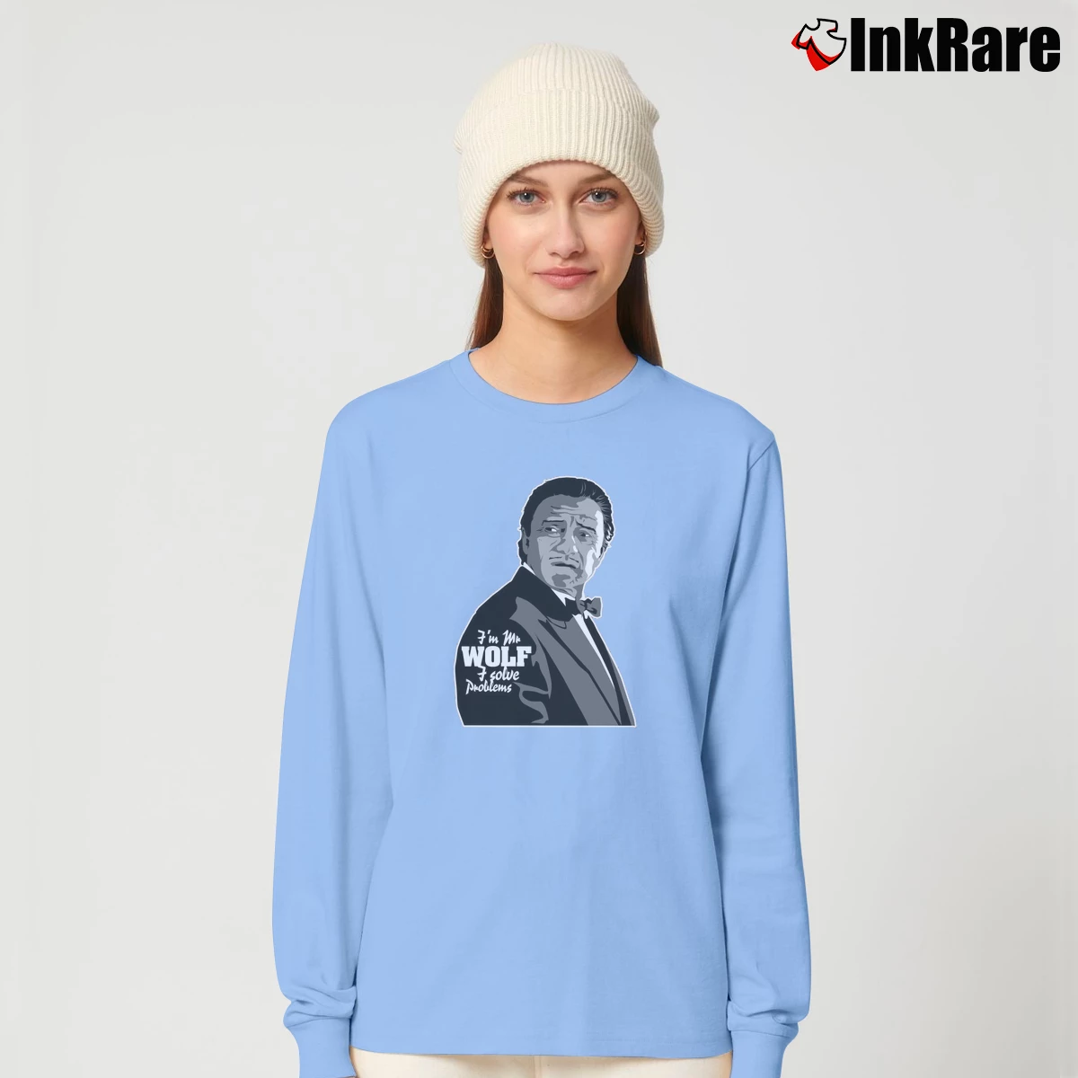 Mr Wolf Pulp Fiction Women’s Long-Sleeve Top in light blue – Effortless Layer Women’s Mr Wolf Pulp Fiction Long-Sleeve Top in light blue | Sleek, Versatile, All-Season