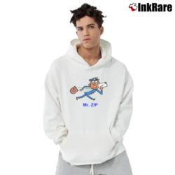 Men’s Mr Zip Code Man Pullover Hoodie in white | Cozy, Durable, Modern Fit