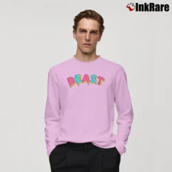 Men’s Mrbeast Chest Logo Influencer Long-Sleeve Shirt in light pink | Sleek, Lightweight, Year-Round Wear