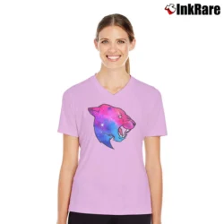 Women’s Mrbeast Full Logo Gift V-Neck Tee in light pink | Chic Neckline, Soft Texture