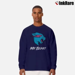 Men’s MrBeast Tiger Logo Youtuber Long-Sleeve Shirt in navy | Sleek, Lightweight, Year-Round Wear