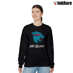 Women’s MrBeast Tiger Logo Youtuber Relaxed Sweatshirt in black | Soft, Laid-Back Vibe