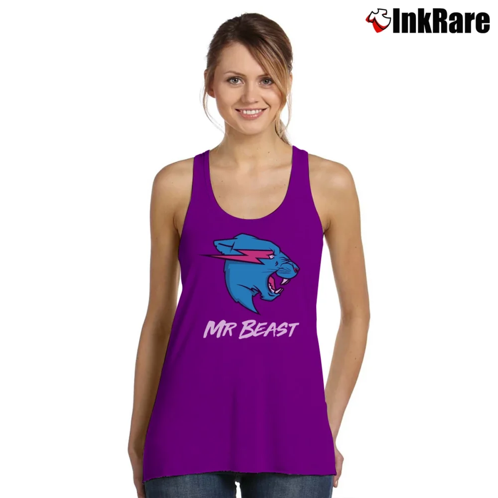 Women’s MrBeast Tiger Logo Youtuber Tank Top in purple | Lightweight, Movement-Friendly