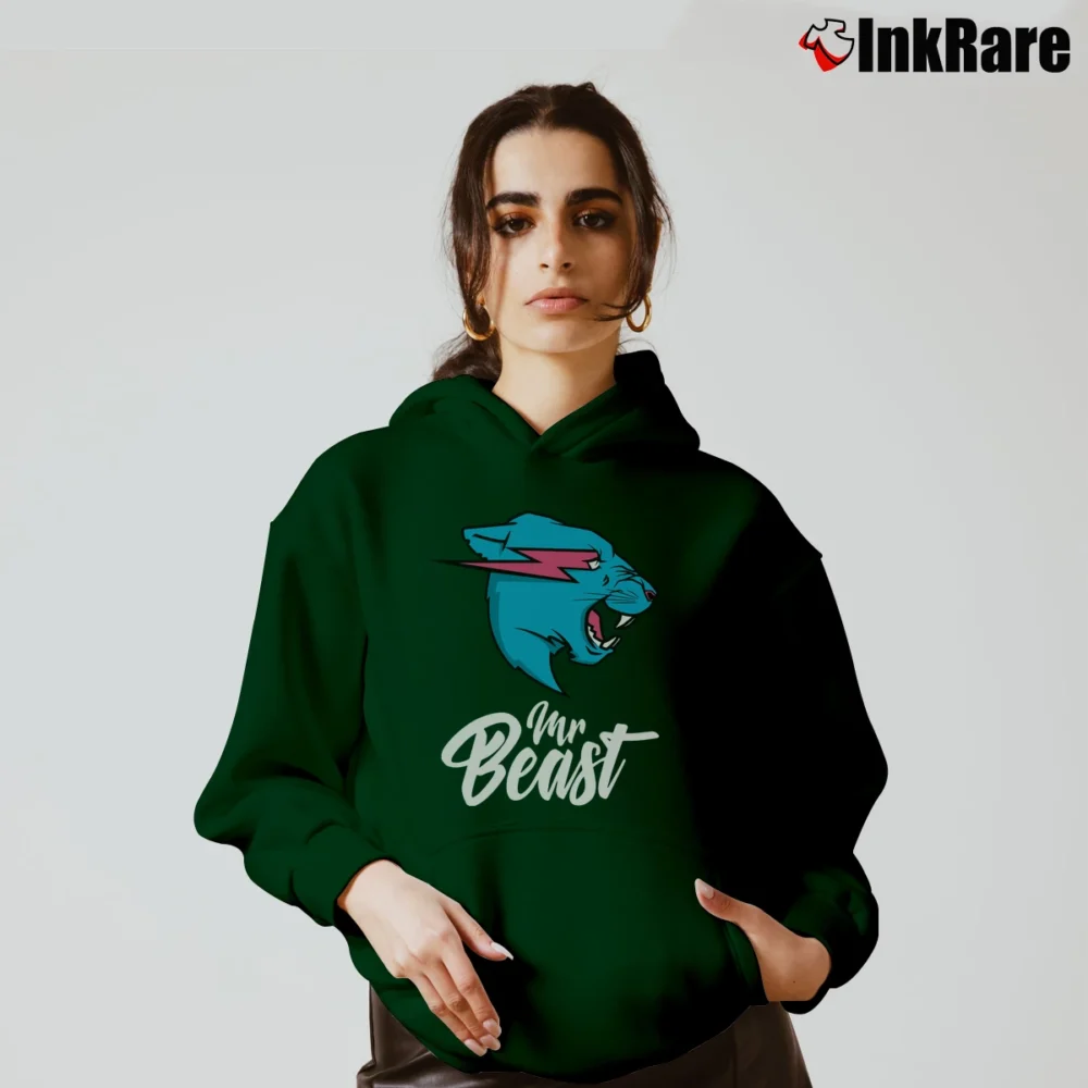 Women’s MrBeast Youth Logo Cozy Hoodie in forest green | Warm, Structured, Stylish