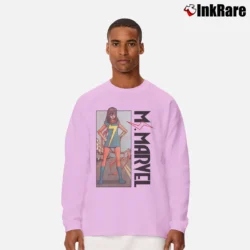 Men’s Ms Marvel Stand Comic Superhero Long-Sleeve Shirt in light pink | Sleek, Lightweight, Year-Round Wear