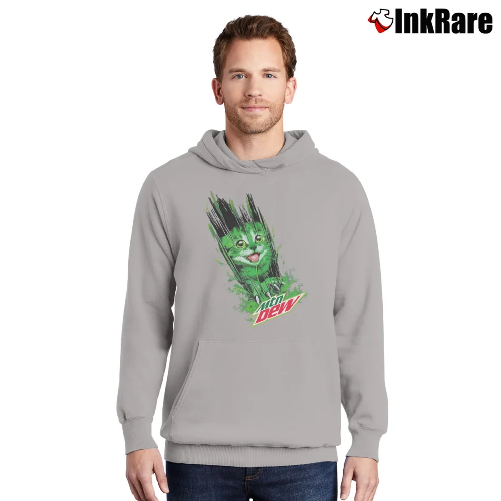 Men’s Mtn Dew Cat Slash Pullover Hoodie in sport grey | Cozy, Durable, Modern Fit