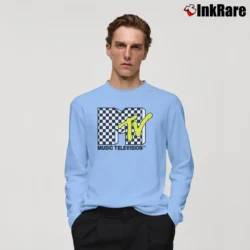Men’s Mtv Classic Vans Checker Logo Long-Sleeve Shirt in light blue | Sleek, Lightweight, Year-Round Wear