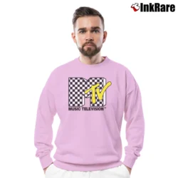 Men’s Mtv Classic Vans Checker Logo Crewneck Sweatshirt in light pink | Cozy Fabric, Clean Style