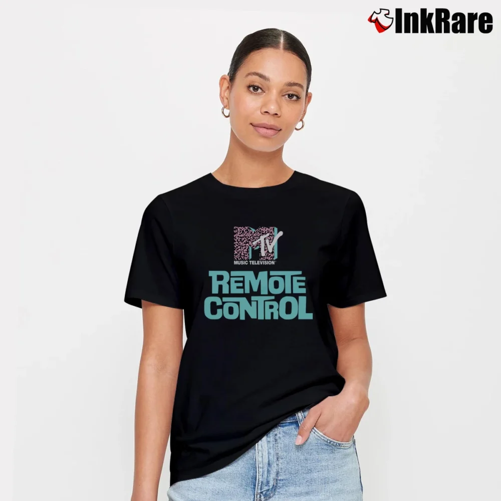 Women’s MTV Remote Control 1980s Music TV Signature T-Shirt in black | Soft, Flattering Fit