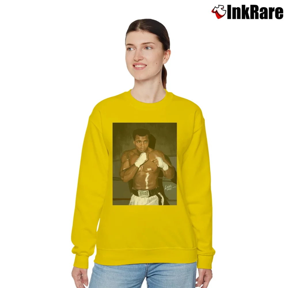 Women’s muhammad ali boxer legendary for Boxing Fans and GOAT Lovers Relaxed Sweatshirt in yellow | Soft, Laid-Back Vibe