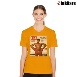 Women’s muhammad ali sports magazine for Vintage Boxing Fans V-Neck Tee in orange | Chic Neckline, Soft Texture
