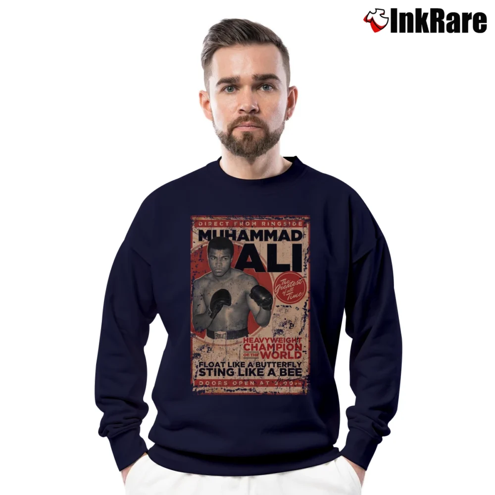 Men’s muhammad ali vintage for Retro Boxing and Sports Fans Crewneck Sweatshirt in navy | Cozy Fabric, Clean Style
