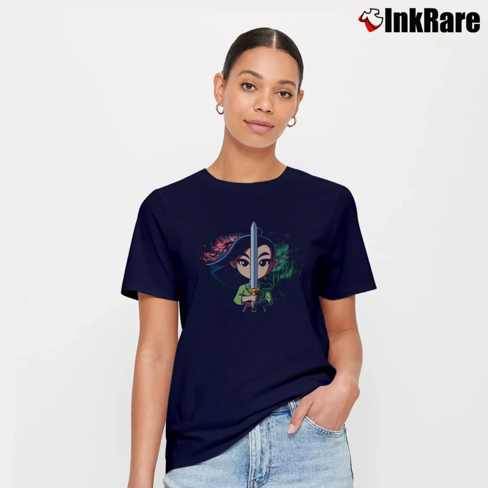 Women’s Mulan Double - edged Sword Disney Signature T-Shirt in navy | Soft, Flattering Fit