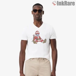 Muppet Christmas Carol Santa Gonzo Holiday Scene Shirt on white v-neck shirt for men graphic tee