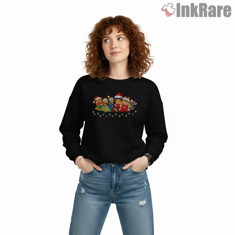 Muppets Christmas Lights Group Festive Cartoon Shirt on graphic shirt for women graphic tee