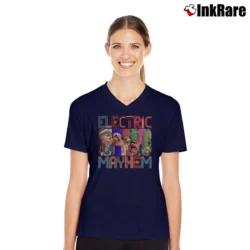 Women’s Muppets Electric Mayhem V-Neck Tee in navy | Chic Neckline, Soft Texture