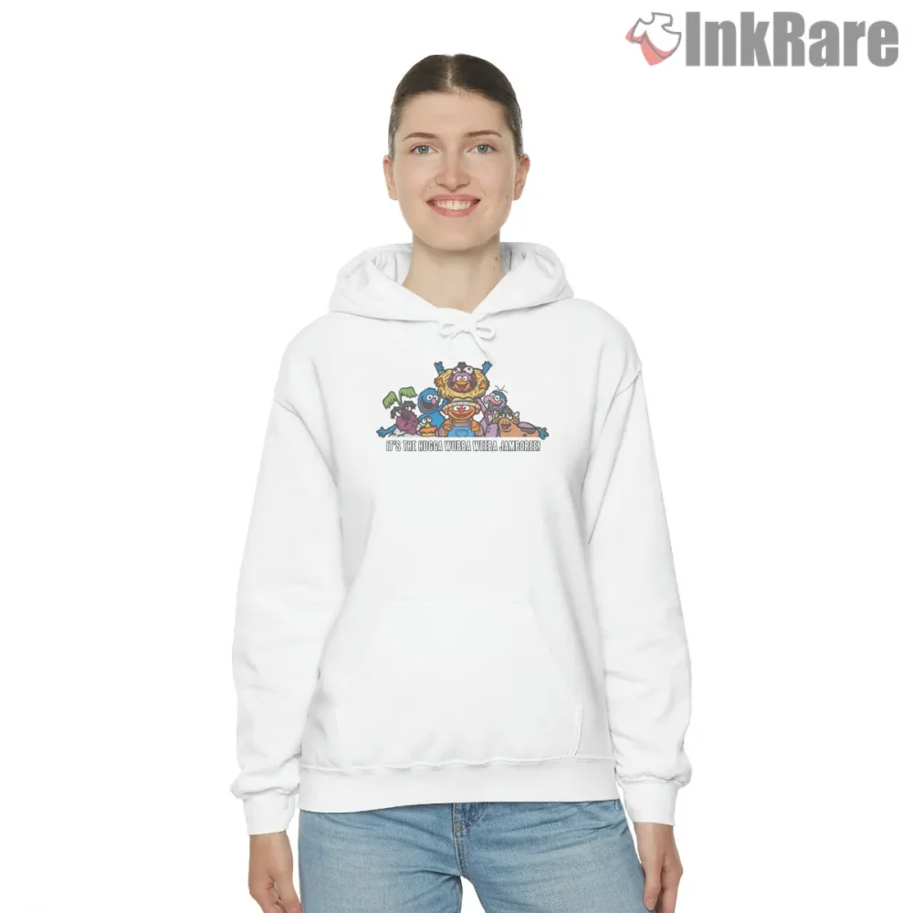 Muppets Hugga Wubba Weeba Jamboree Group Fun Shirt on white hoodie for women graphic tee