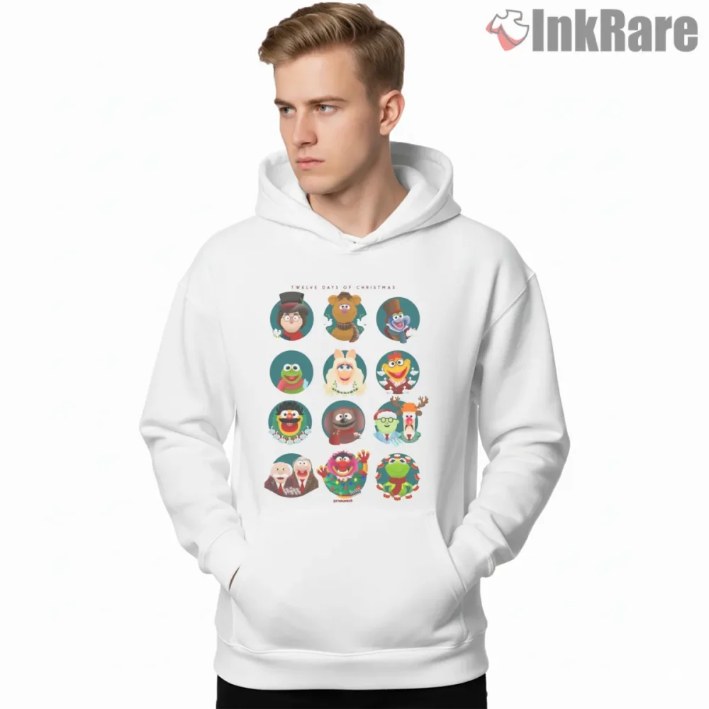Muppets Twelve Days Of Christmas Icon Circle Set Shirt on white hoodie for men graphic tee