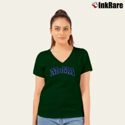 Women’s Museum of Modern Art MoMA V-Neck Tee in forest green | Chic Neckline, Soft Texture