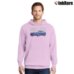Men’s mustang gt 5.0l v8 for American Muscle Car Fans Pullover Hoodie in light pink | Cozy, Durable, Modern Fit