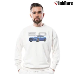 Men’s mustang gt 5.0l v8 for American Muscle Car Fans Crewneck Sweatshirt in white | Cozy Fabric, Clean Style