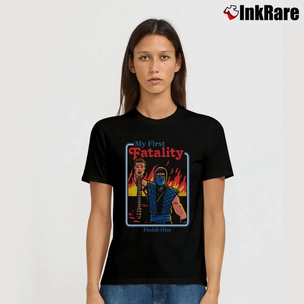 Women’s My First Fatality Mortal Kombat T-Shirt in black | Soft, Flattering Fit