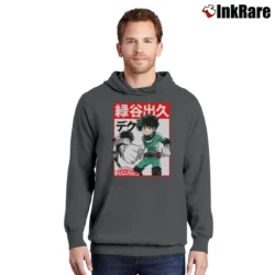 Men’s My Hero Academia Deku Kanji Pullover Hoodie in charcoal | Cozy, Durable, Modern Fit