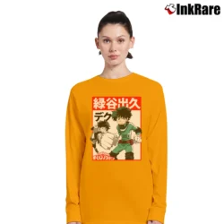 Women’s My Hero Academia Deku Kanji Long-Sleeve Top in orange | Sleek, Versatile, All-Season