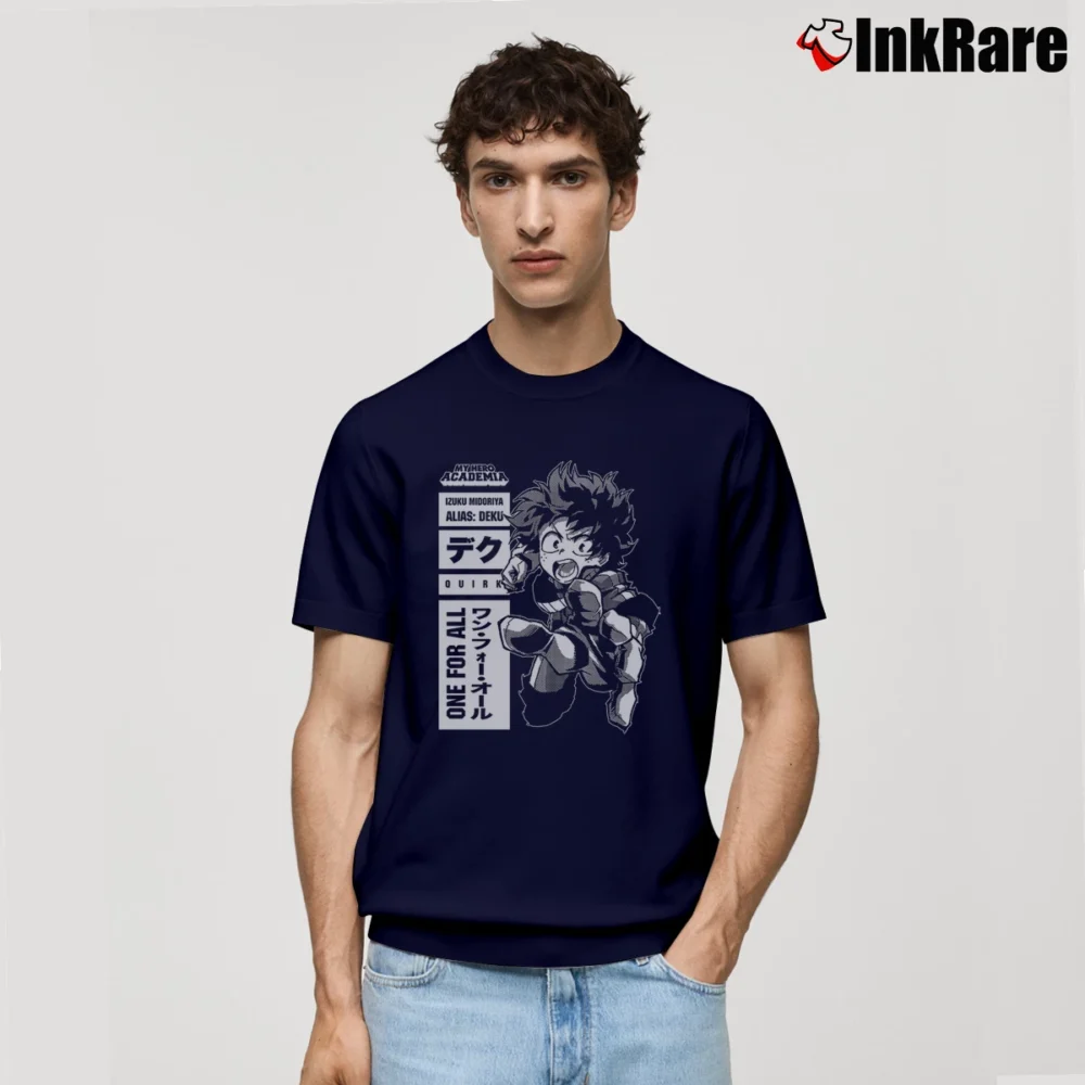 Men’s My Hero Academia Izuku Midoriya Quirk Classic T-Shirt in navy | Soft, Breathable Everyday Wear