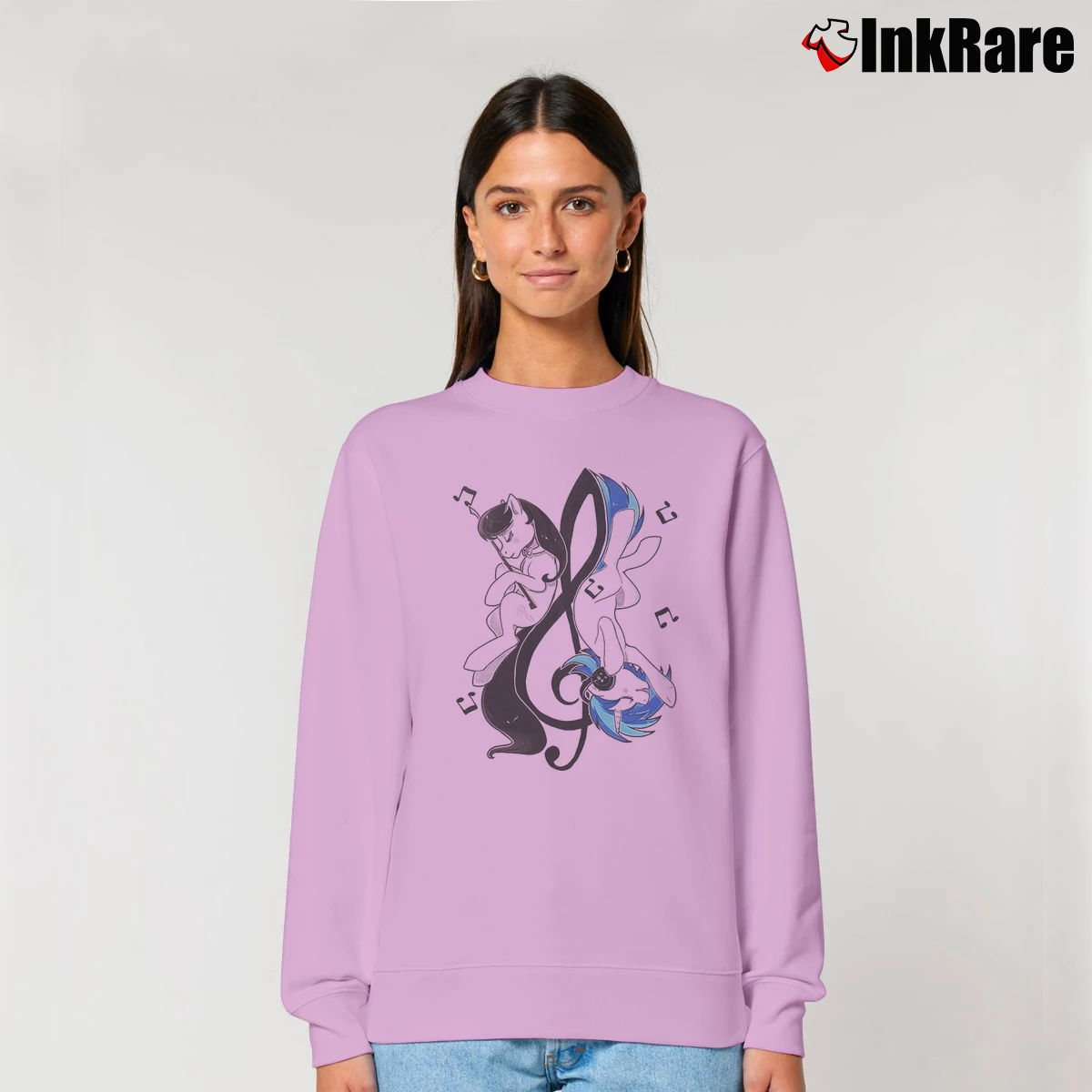 Women’s My Little Pony DJ Pon3 Octavia Melody Ying Yang Relaxed Sweatshirt in light pink | Soft, Laid-Back Vibe