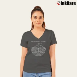 Women’s My Morning Jacket Gorge V-Neck Tee in charcoal | Chic Neckline, Soft Texture