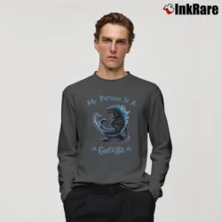 Men’s My Patronus Is A Godzilla Funny Monster Gift Long-Sleeve Shirt in charcoal | Sleek, Lightweight, Year-Round Wear