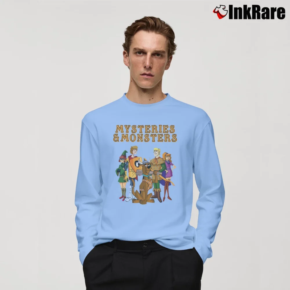 Men’s Mysteries And Monsters Scooby Doo Dungeons And Dragons Long-Sleeve Shirt in light blue | Sleek, Lightweight, Year-Round Wear