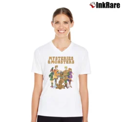 Women’s Mysteries And Monsters Scooby Doo Dungeons And Dragons V-Neck Tee in white | Chic Neckline, Soft Texture