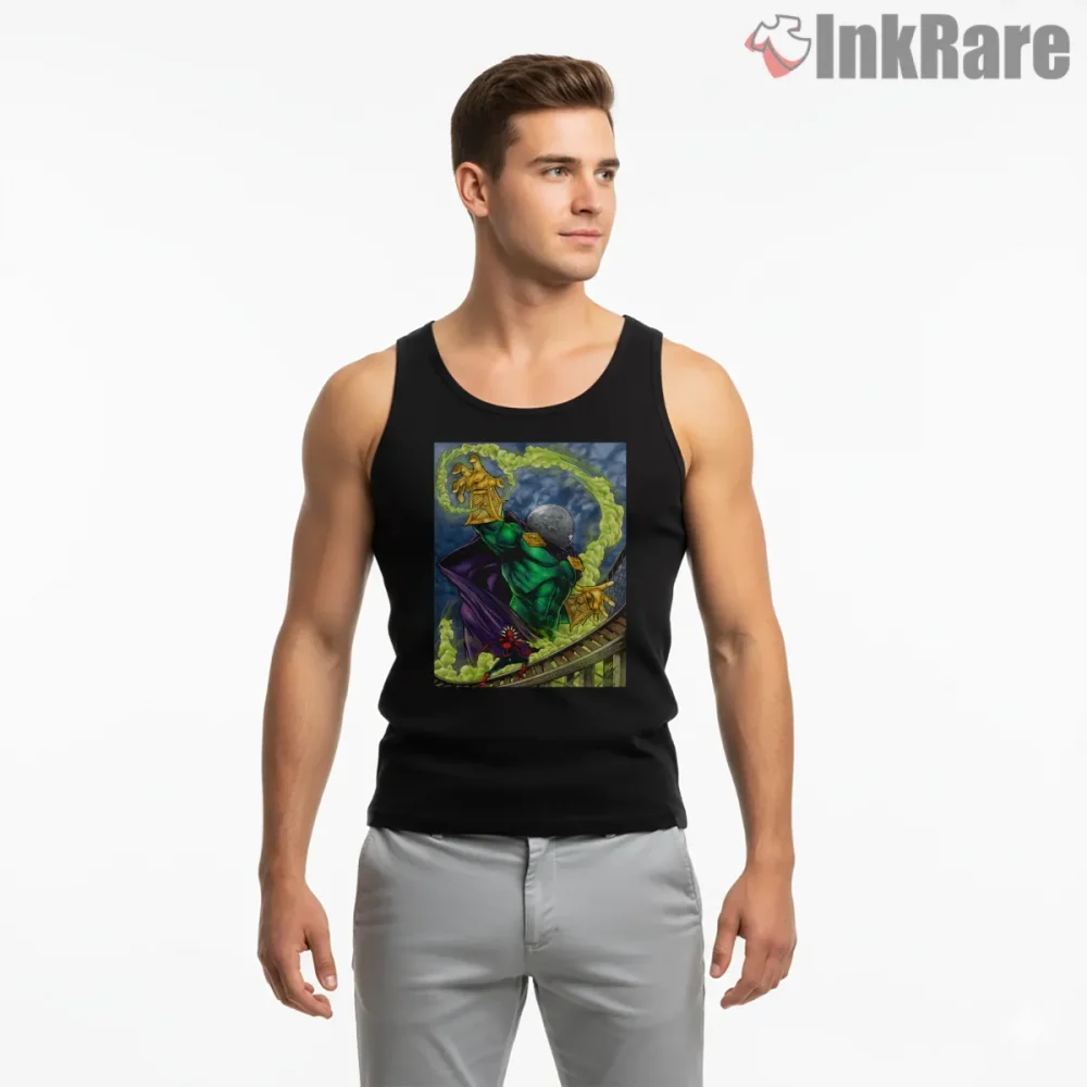 Mysterio Illusion Smoke Classic Comic Villain Shirt on black tank top for men graphic tee