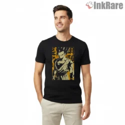 Mystic Gohan Serious Stance Warrior Shirt on black short sleeve shirt for men graphic tee