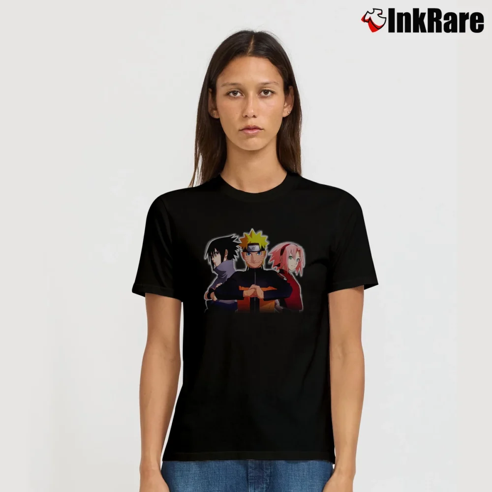 Women’s Naruto Shippuden Naruto Sasuke Sakura Trio Signature T-Shirt in black | Soft, Flattering Fit