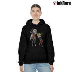 Women’s Naruto X Rick And Morty Mashup Anime Cozy Hoodie in black | Warm, Structured, Stylish