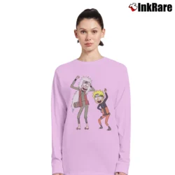 Women’s Naruto X Rick And Morty Mashup Anime Long-Sleeve Top in light pink | Sleek, Versatile, All-Season