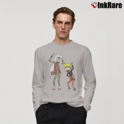 Men’s Naruto X Rick And Morty Mashup Anime Long-Sleeve Shirt in sport grey | Sleek, Lightweight, Year-Round Wear