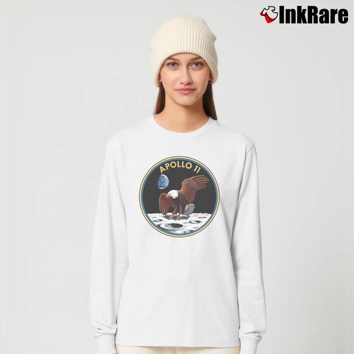 Women’s NASA Apollo 11 Eagle Landing Long-Sleeve Top in white | Sleek, Versatile, All-Season