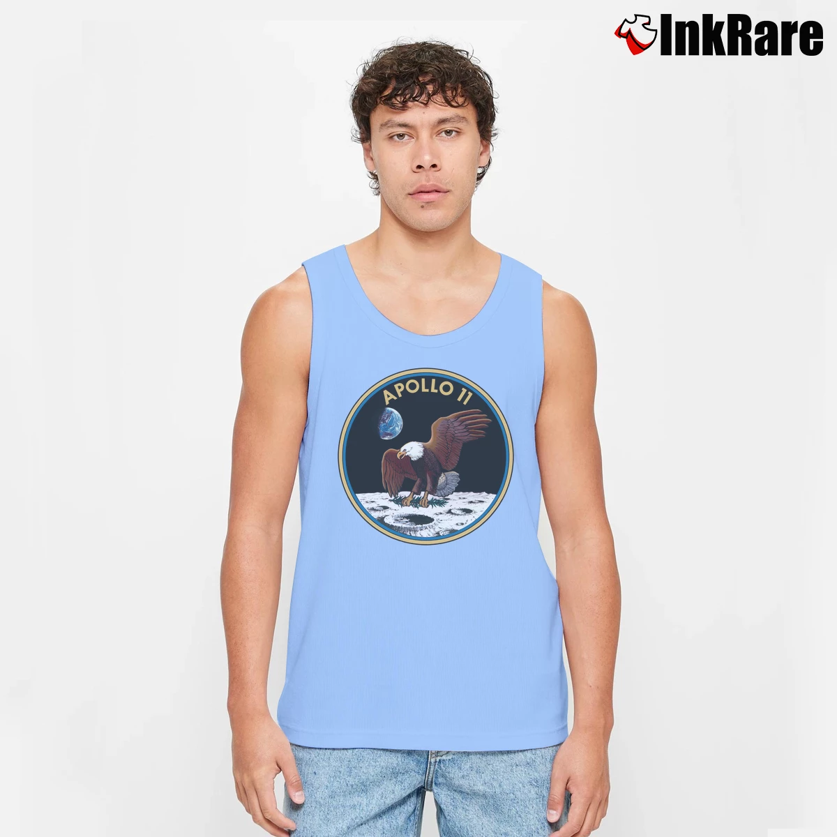 Men’s NASA Apollo 11 Eagle Landing Tank Top in light blue | Breathable, Active-Friendly Design