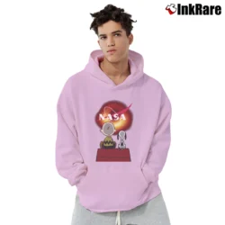 Men’s NASA Black Hole M87 Snoopy Science Fan Pullover Hoodie in light pink | Cozy, Durable, Modern Fit