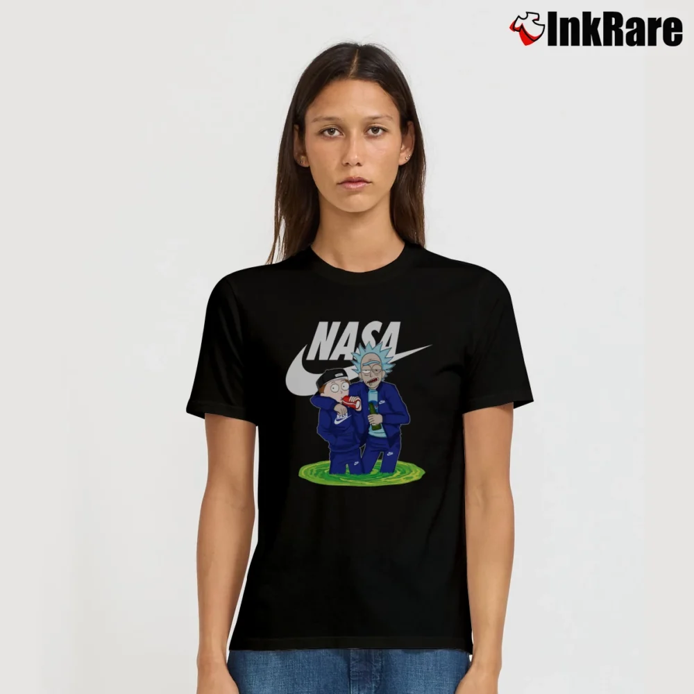 Women’s Nasa Rick And Morty Parody Signature T-Shirt in black | Soft, Flattering Fit