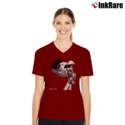 Women’s Nasa Spacex Dragon Capsule Iss Graphic V-Neck Tee in maroon | Chic Neckline, Soft Texture