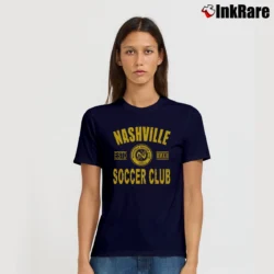 Women’s Nashville Sc Logo Heathered Soccer Signature T-Shirt in navy | Soft, Flattering Fit