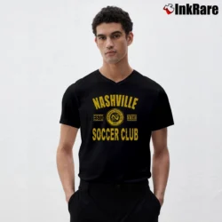 Men’s Nashville Sc Logo Heathered Soccer V-Neck Tee in black | Sharp, Breathable, Everyday Staple