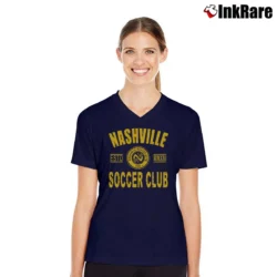 Women’s Nashville Sc Logo Heathered Soccer V-Neck Tee in navy | Chic Neckline, Soft Texture