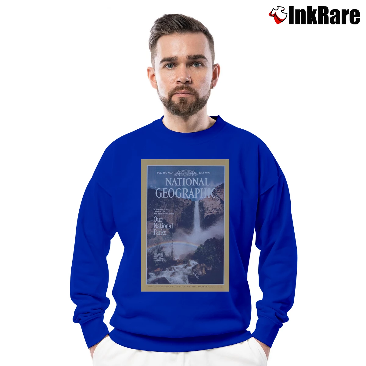Men’s National Geographic Parks Project Nature Crewneck Sweatshirt in royal blue | Cozy Fabric, Clean Style